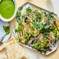 Grilled Cabbage Steaks with Cilantro-Lime Sauce image
