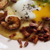 Shrimp and Grits with Poached Eggs image