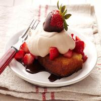 Toasted Pound Cake With Strawberries and Chocolate Cream image