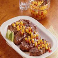 Strip Steaks with Mango-Peach Salsa_image