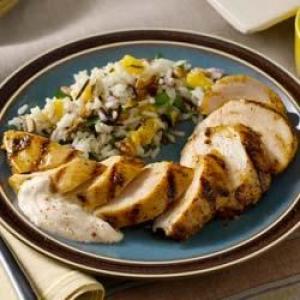 Grilled Spice Rubbed Chicken Breasts with Alabama BBQ Sauce_image