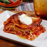Wavy Lasagna with Italian Sausage and Marinara Sauce image