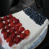Fourth of July or French Flag White Sheet Cake With Raspberries image