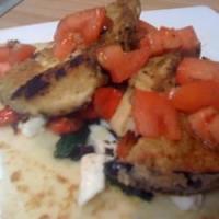 Eggplant, Roasted Pepper and Chicken Pitas image