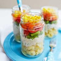 Layered rainbow salad pots image