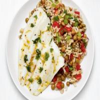 Zesty Cilantro Flounder with Pigeon Peas and Rice image