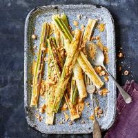 Charred leeks with anchovy dressing image