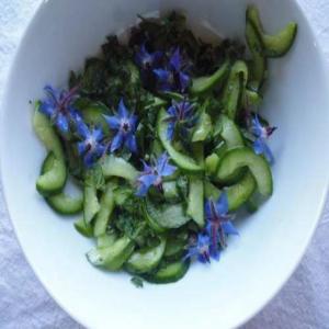 Cucumber Salad with Borage Flowers_image