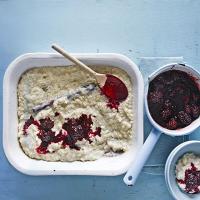 Spiced rice pudding with blackberry compote image