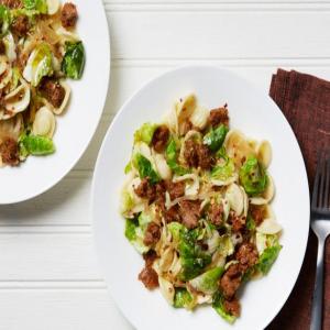 Orecchiette with Vegan Sausage and Brussels Sprouts_image