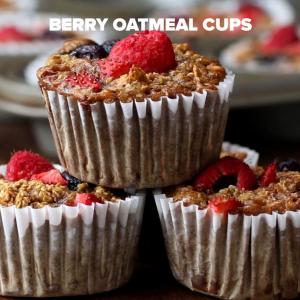 Make-Ahead Berry Oatmeal Cups Recipe by Tasty image