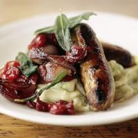 Sausages with pan cooked chutney and leek mash_image