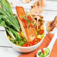 Salmon in Lemongrass-Ginger Broth With Bok Choy and Shiitakes_image