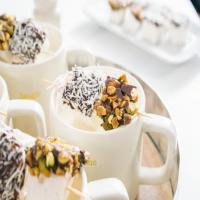 Cardamom White Hot Chocolate with Pistachio and Coconut Dipped Marshmallows_image