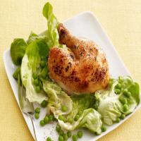 Tyler Florence's Roast Chicken with Wilted Butter Lettuce and Peas image