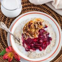 Christmas Oats Porridge with Cranberry Sauce, Apples and Pecans_image
