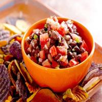 Black Bean Salsa with Exotic Fruit and Vegetable Chips image