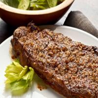 Baked Steak with Parmesan and Pepper Crust_image