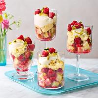 Raspberry, pistachio & lemon curd trifles image