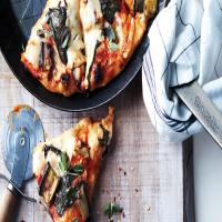 Skillet Pizza with Eggplant and Greens image