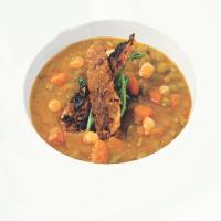 Tal Ronnen's Split Pea Soup with Tempeh Bacon and Chipotle Cream_image