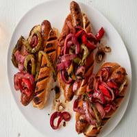 Grilled Sausages, Peppers and Onions image