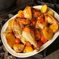 Flattened chicken and roasted potatoes_image