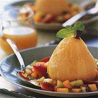 Poached Pears with Sweet Wine and Fruit Confetti_image