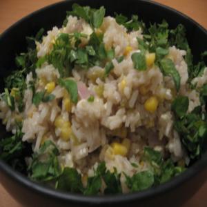 White Rice Pilaf With Corn, Roasted Chiles and Fresh Cheese_image