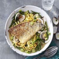 Sesame-crusted fish with samphire & clams image