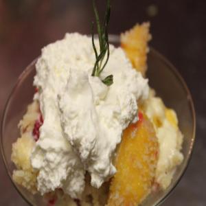 Sweet Rosemary cornbread trifle with fresh peaches and fresh raspberries_image