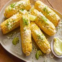 Grilled Corn on the Cob with Garlic Butter, Fresh Lime and Cotija Cheese image