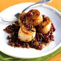 Pan-Seared Scallops with Champagne Grapes and Almonds image