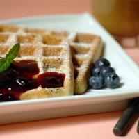 Blueberry Waffles with Fast Blueberry Sauce image