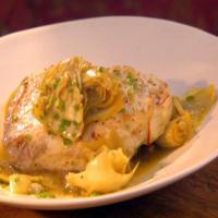 5 Ingredient Pan-Seared Halibut with Artichoke Hearts and Saffron Broth image