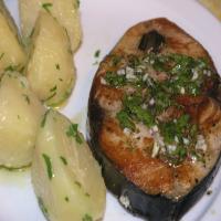 Tuna Steak With Dalmatian Lemon-Garlic Sauce image