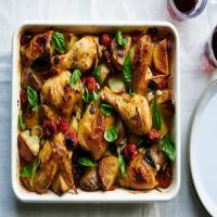 Baked Chicken With Potatoes, Cherry Tomatoes and Herbs_image