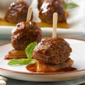 Grilled Pineapple Appetizer with Teriyaki Chicken Meatballs image