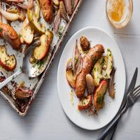 Sheet-Pan Sausages With Caramelized Shallots and Apples_image