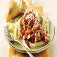Penne with Vegetables in Tomato-Basil Sauce_image