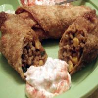 Tex-Mex Egg Rolls With Creamy Cilantro Dipping Sauce_image
