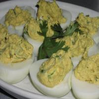 Curry Deviled Eggs With Cilantro image