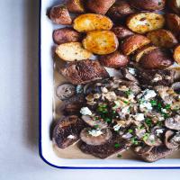 Steak Tips with Mushrooms and Creamy Blue Cheese Sauce_image