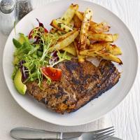 Balsamic steaks with peppercorn wedges image