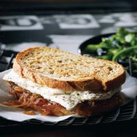 Egg White, Caramelized Onion and Fig Jam Sandwich image