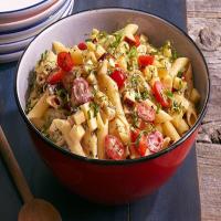 Spicy Pasta Salad With Smoked Gouda, Tomatoes and Basil image