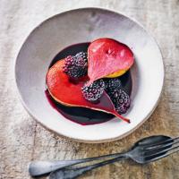 Cassis & bay-baked pears with blackberries_image