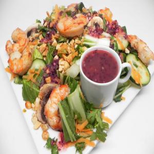 Grilled Shrimp, Pea Shoot, and Bok Choy Salad with Asian Reduced Fat Dressing image