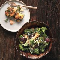 Raw Mustard Greens Salad with Gruyère and Anchovy Croutons image