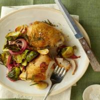 Crispy Chicken Thighs with Roasted Brussels Sprouts Recipe - (4.7/5)_image